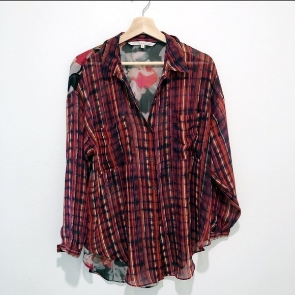 RACHEL ROY Sheer Button-down Shirt US S - Picture 2 of 12